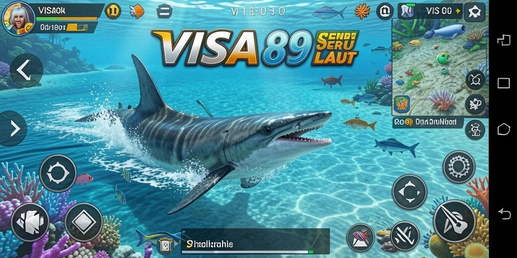 Screenshot dari gameplay VISA89 yang menampilkan aksi memancing yang menyenangkan.
