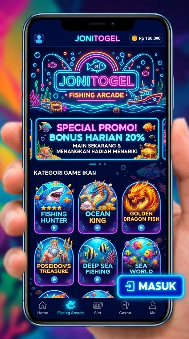 Tampilan utama aplikasi jonitogel yang menarik dan mudah dinavigasi.